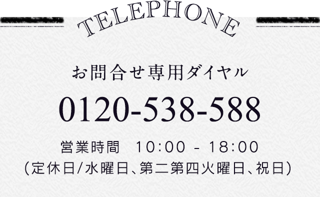 お問合せ専用ダイヤル 0120-538-588